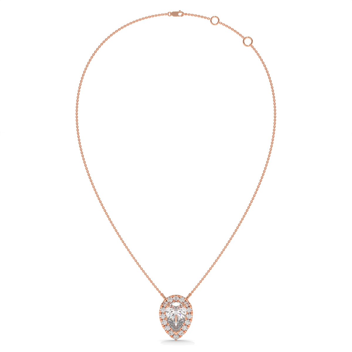 2.13 CT Pear Shaped Diamond Halo Pendant Necklace
