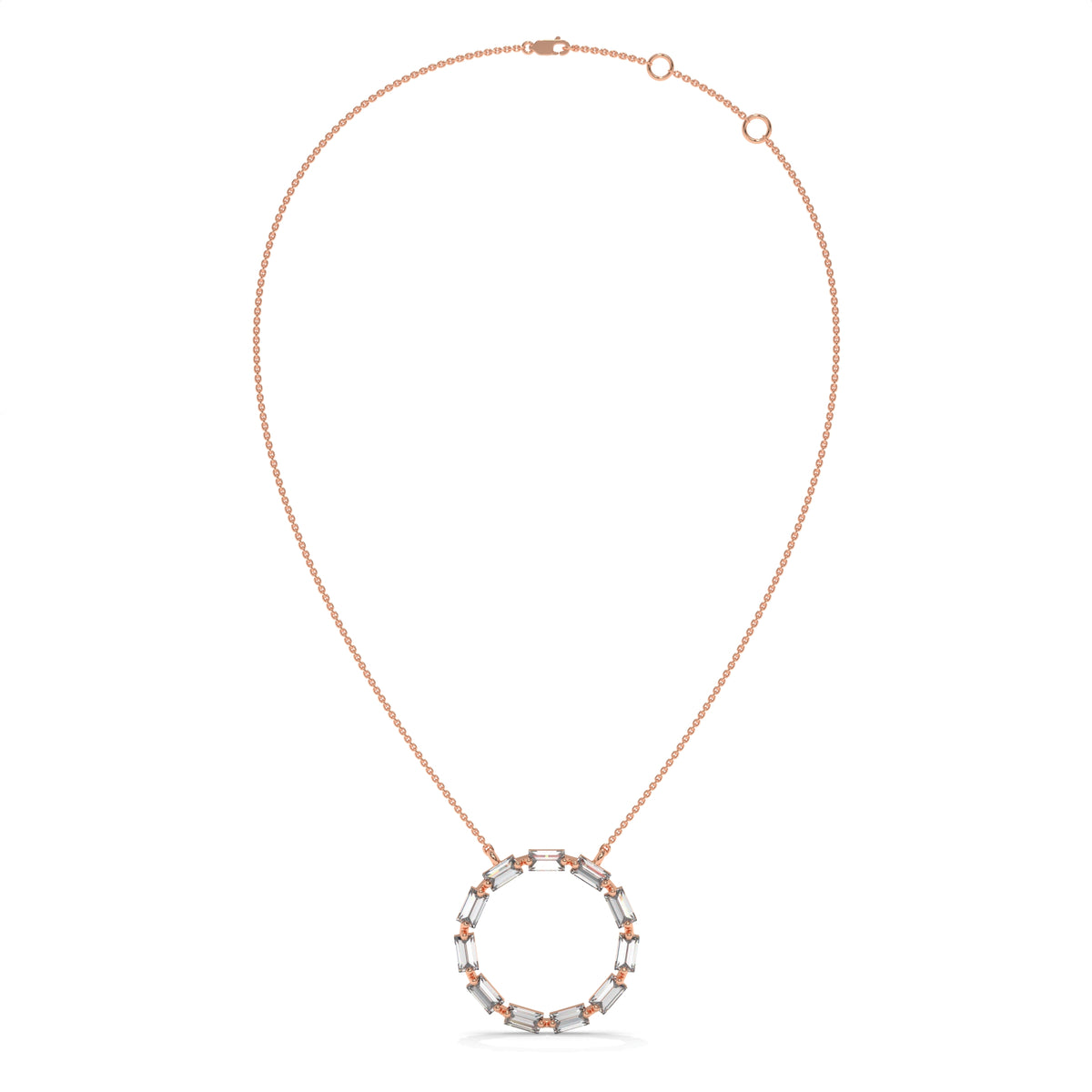 0.55 CT Baguette Diamond Circle Pendant Necklace