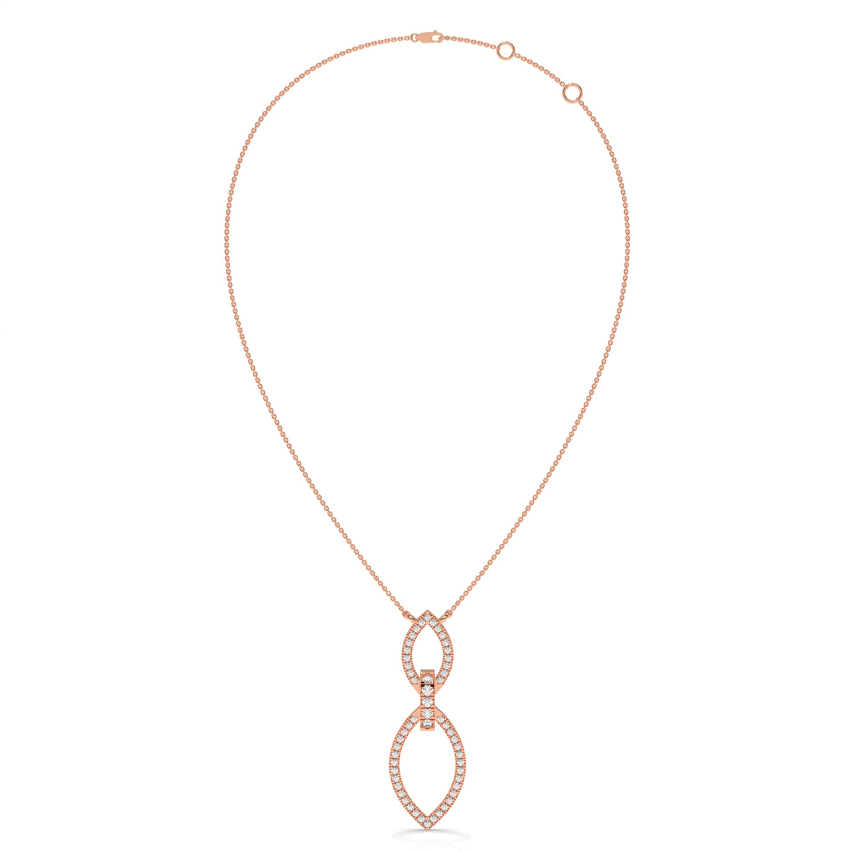 0.24 CT Diamond Double Marquise Drop Pendant Necklace