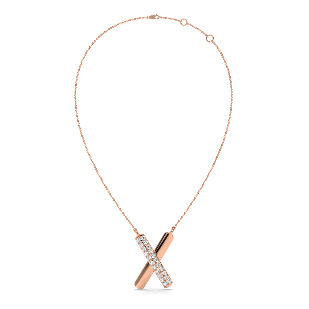 0.40 CT Diamond X Pendant Necklace