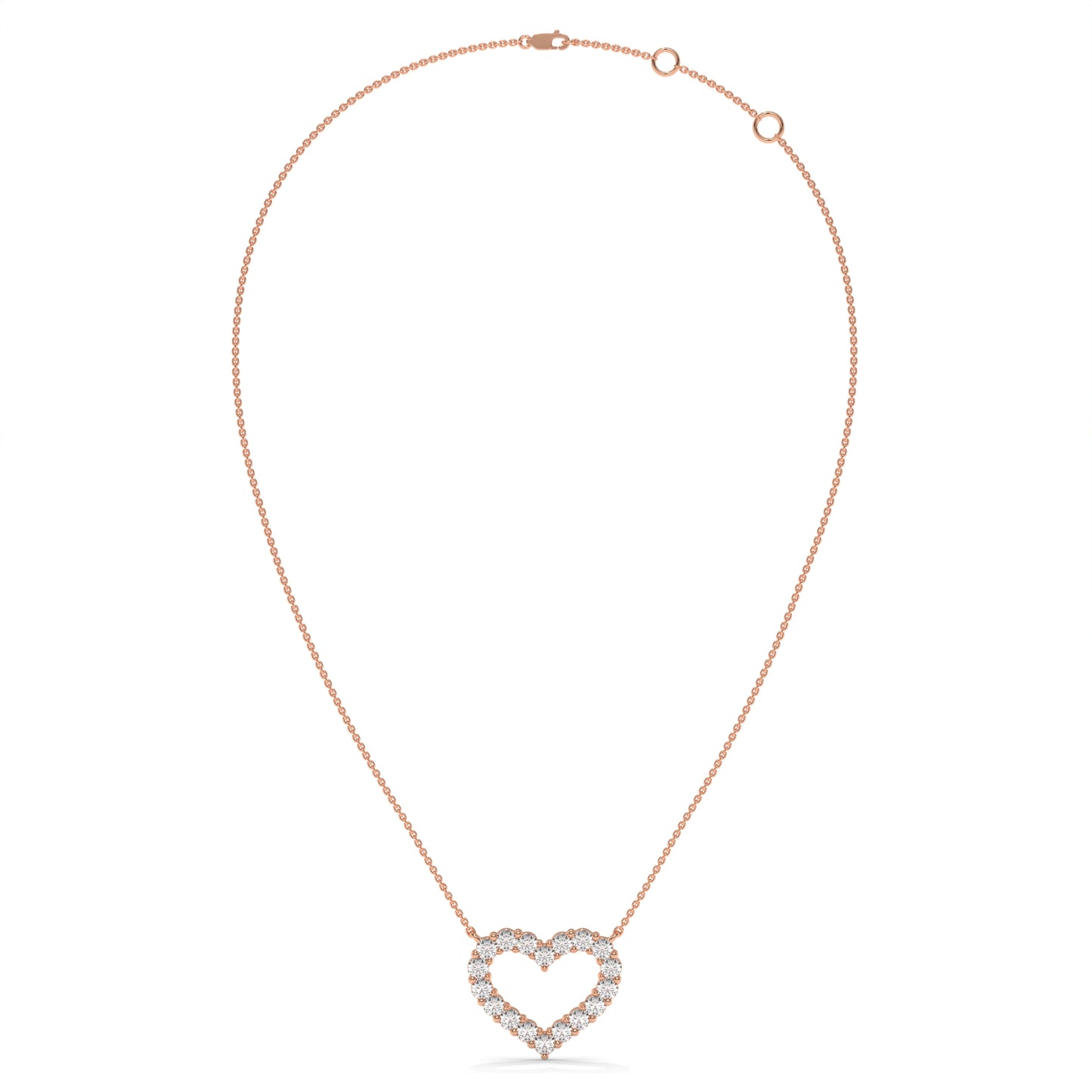1.03 CTW Open Heart Pendant Necklace