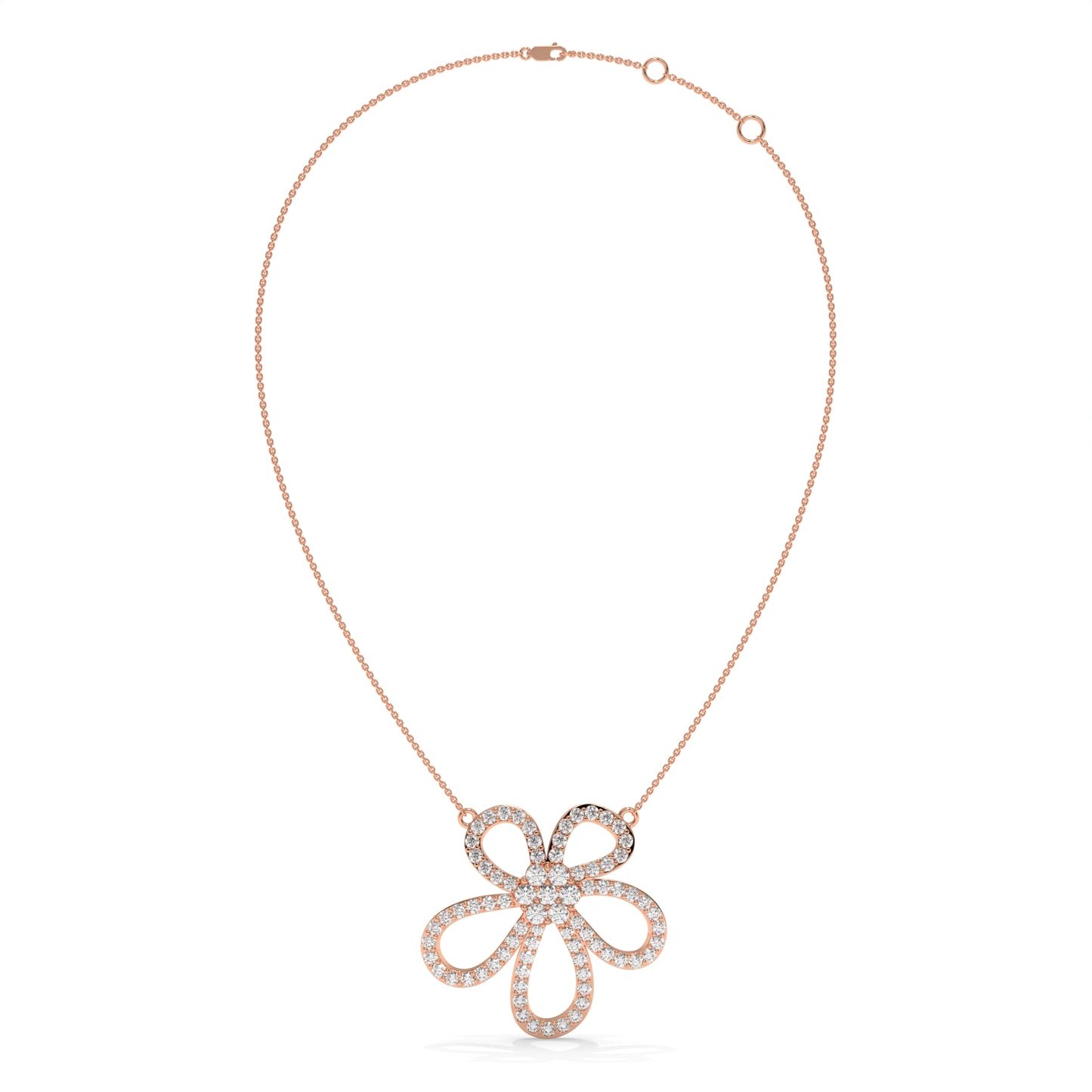 Floral Diamond Pendant Necklace – 0.94 CTW