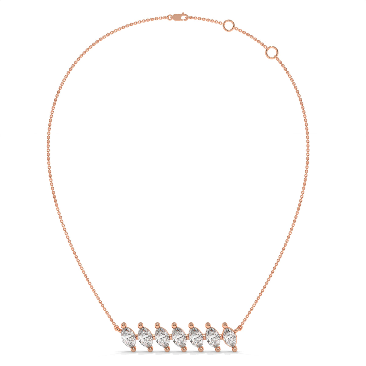 0.84 CT Marquise Diamond Bar Pendant Necklace