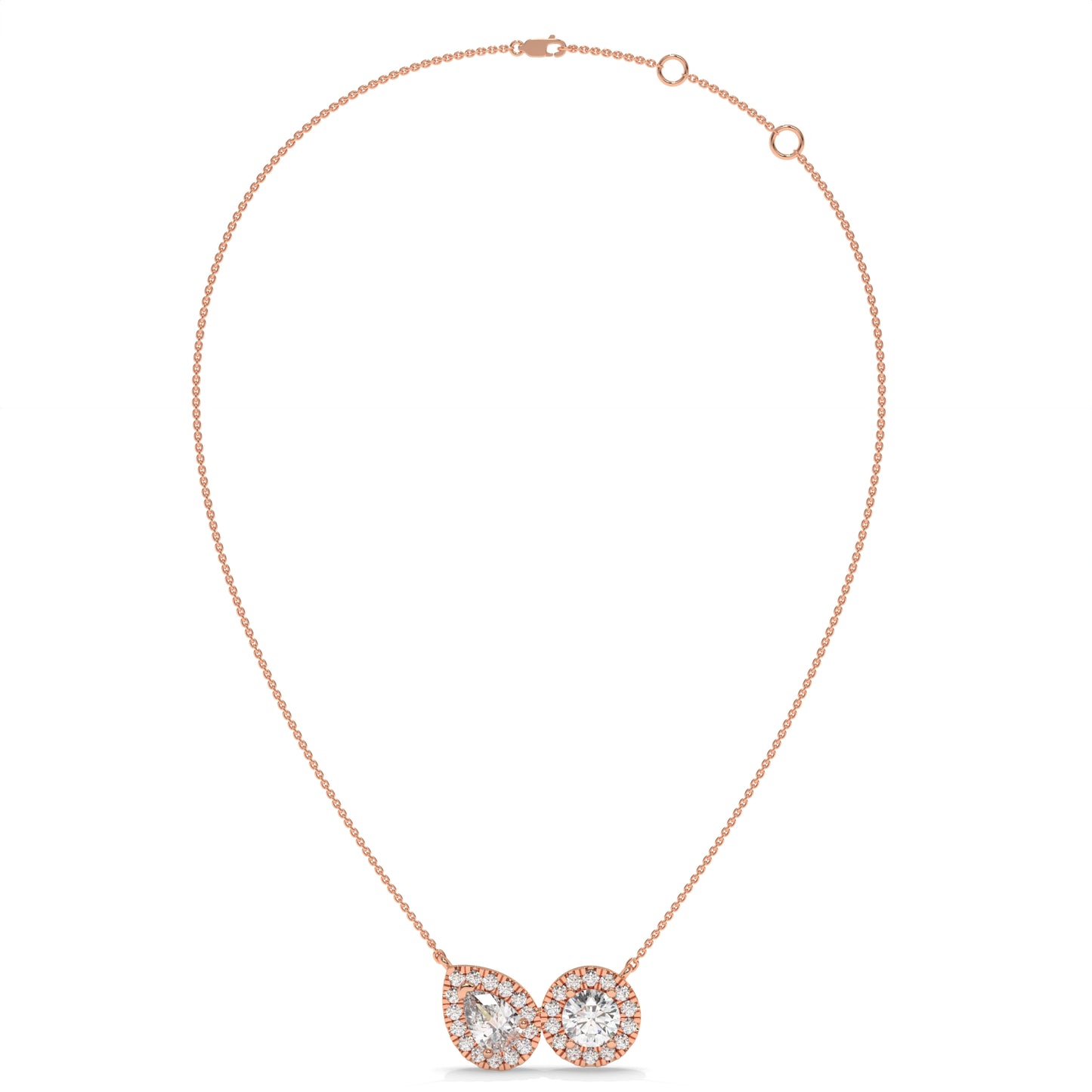 Pear & Halo Diamond Pendant Necklace – 0.93 CTW