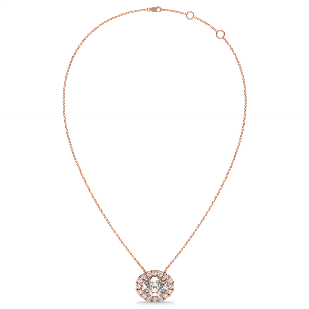 1.10 CT Diamond Halo Circle Pendant Necklace