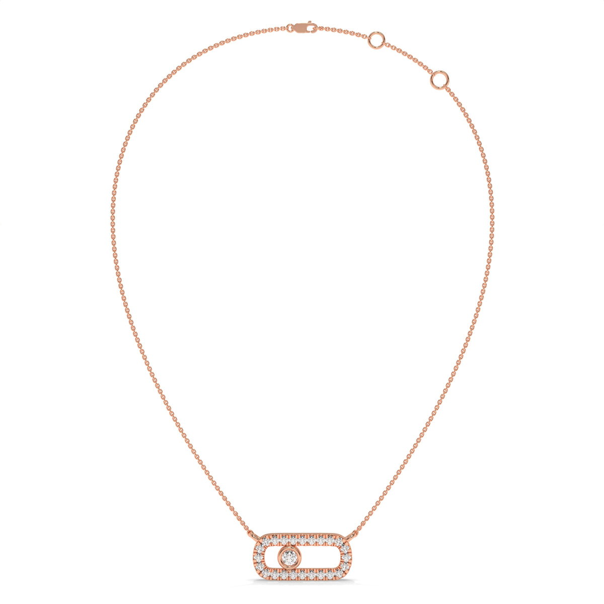 0.21 CT Diamond Oval Link Pendant Necklace