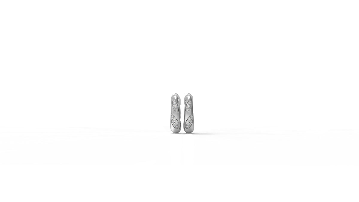 Silver hoop earrings with diamonds GLAM NYC
