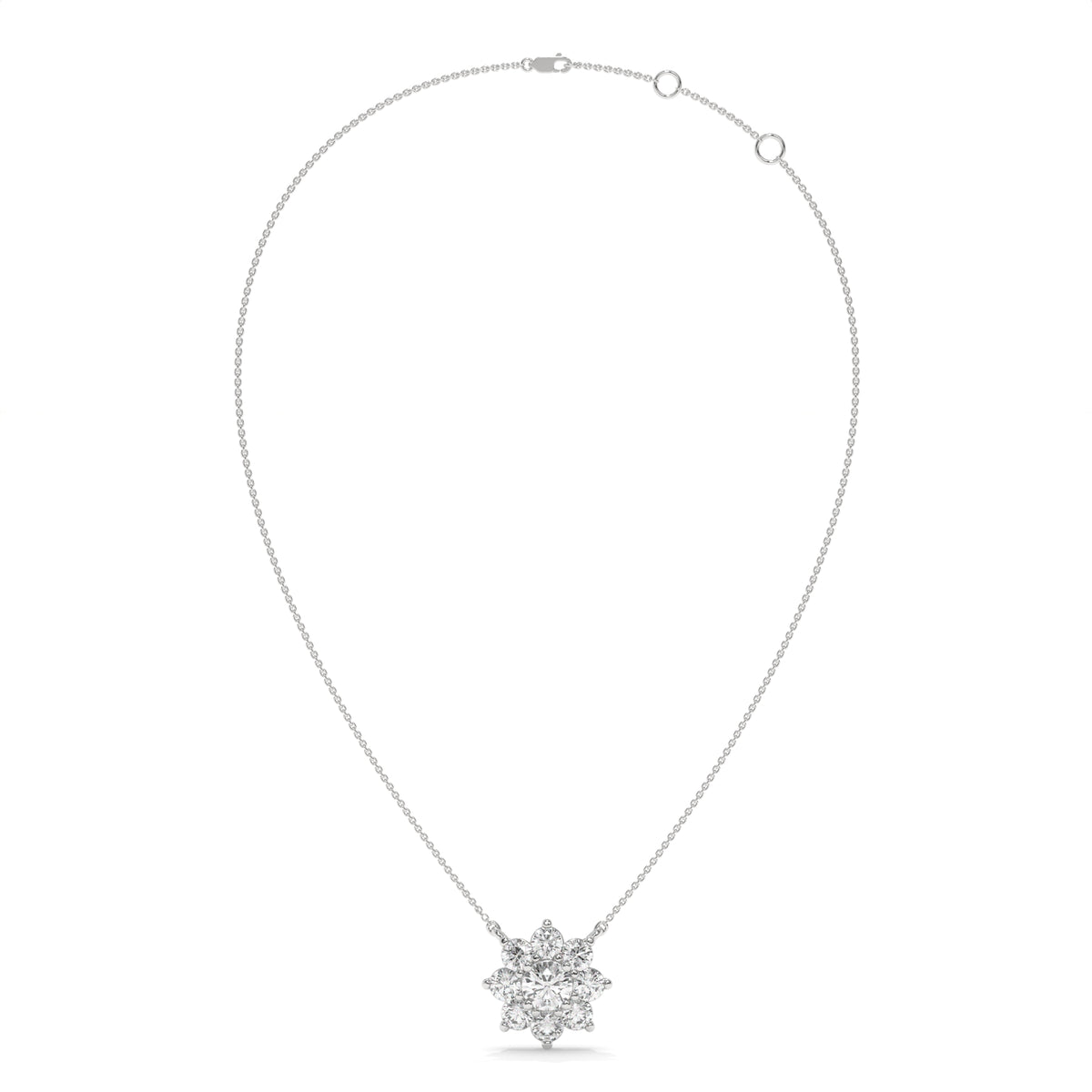 0.93 CT Diamond Starburst Pendant Necklace