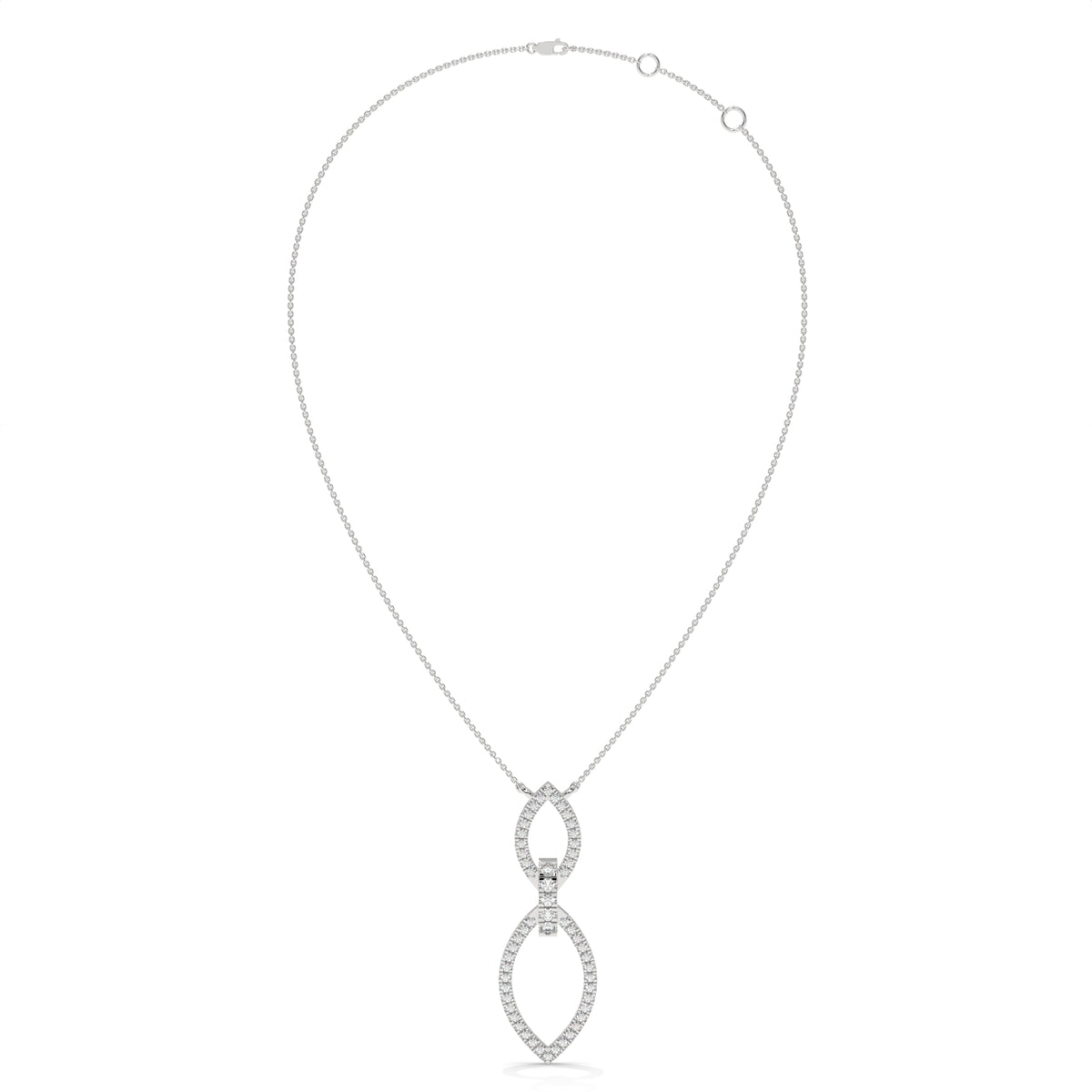0.24 CT Diamond Double Marquise Drop Pendant Necklace