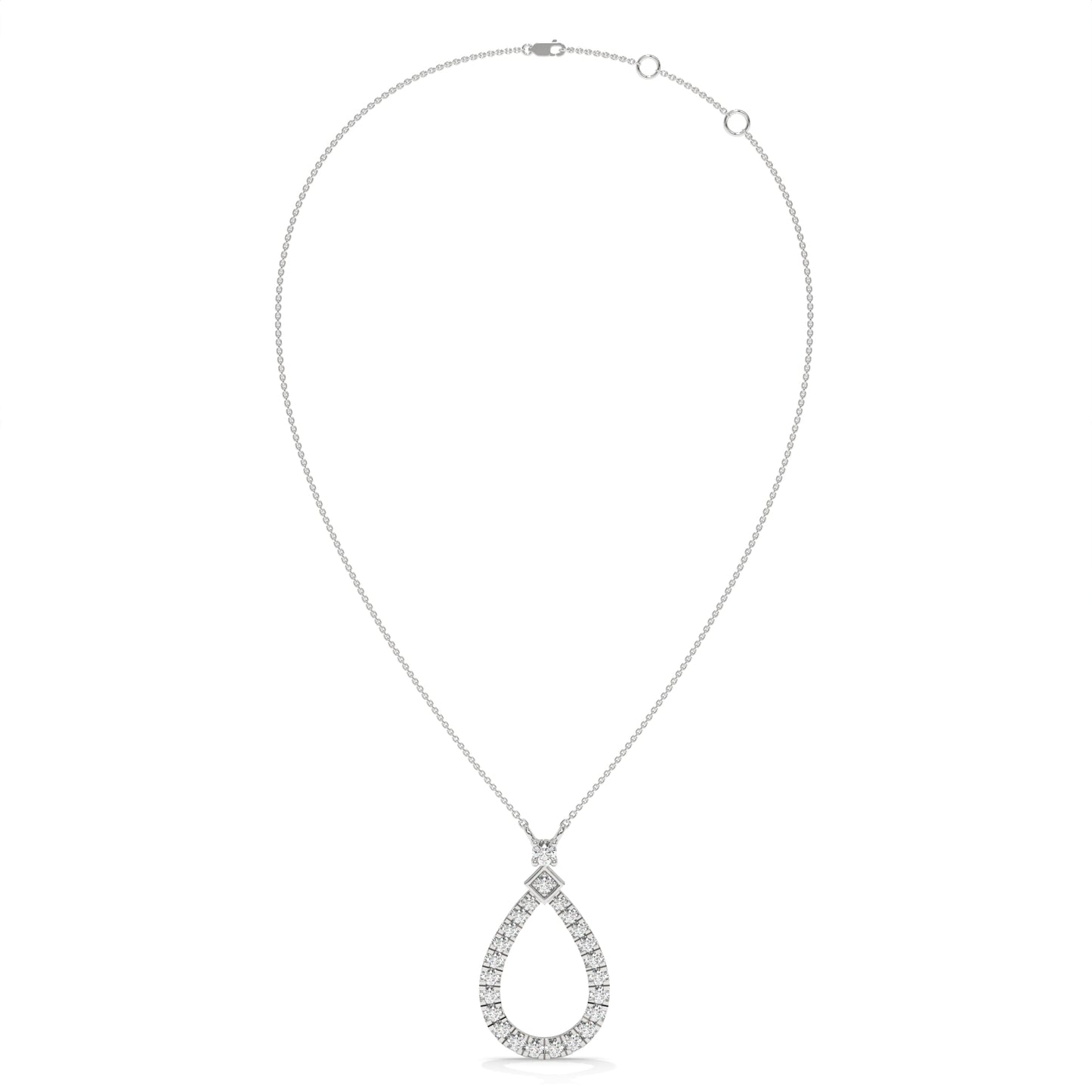 0.49 CTW Pear Halo Pendant Necklace
