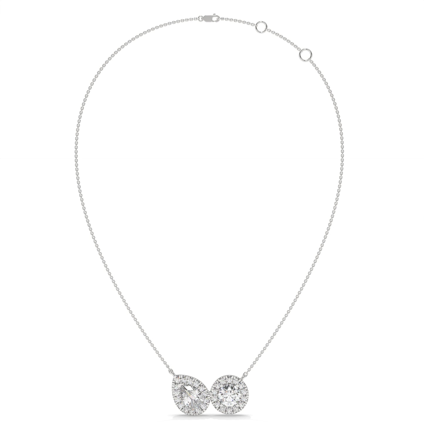 Pear & Halo Diamond Pendant Necklace – 0.93 CTW