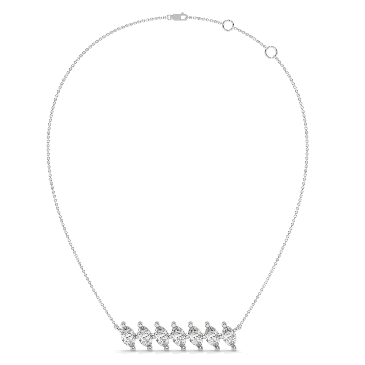 0.84 CT Marquise Diamond Bar Pendant Necklace