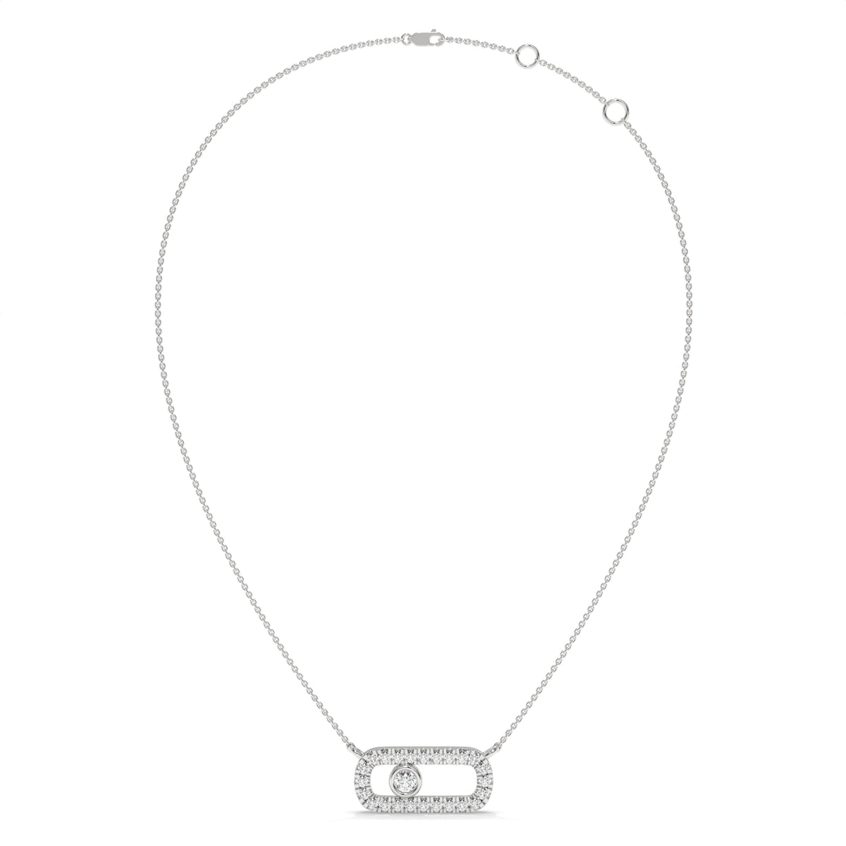 0.21 CT Diamond Oval Link Pendant Necklace