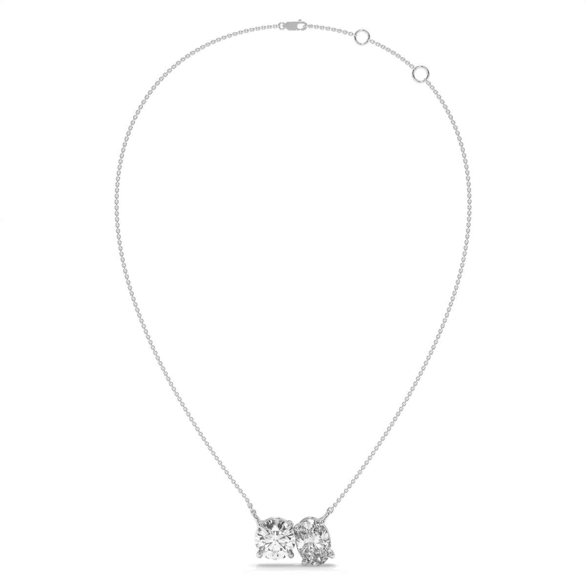 1.50 CT Two-Stone Diamond Pendant Necklace