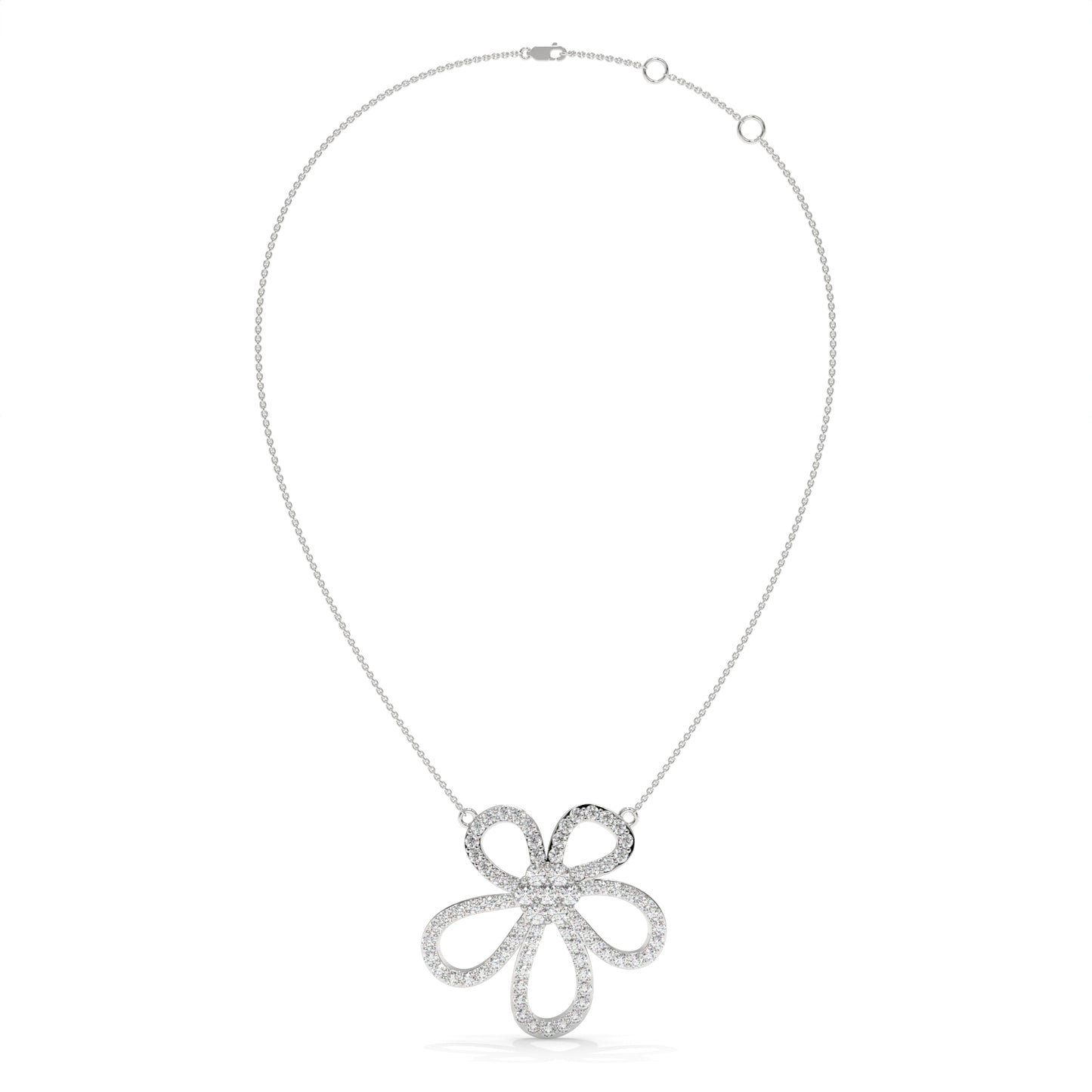 Floral Diamond Pendant Necklace – 0.94 CTW