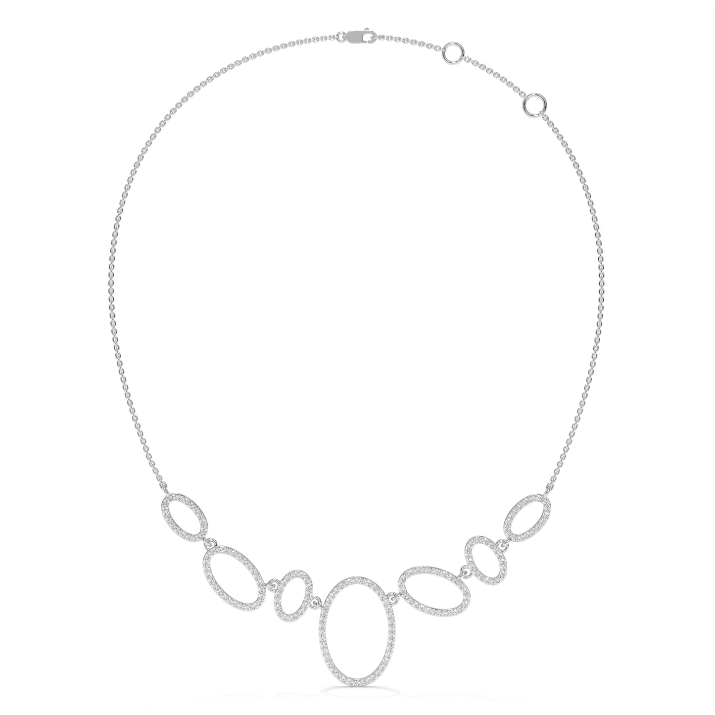 Oval Halo Diamond Statement Necklace – 1.64 CTW