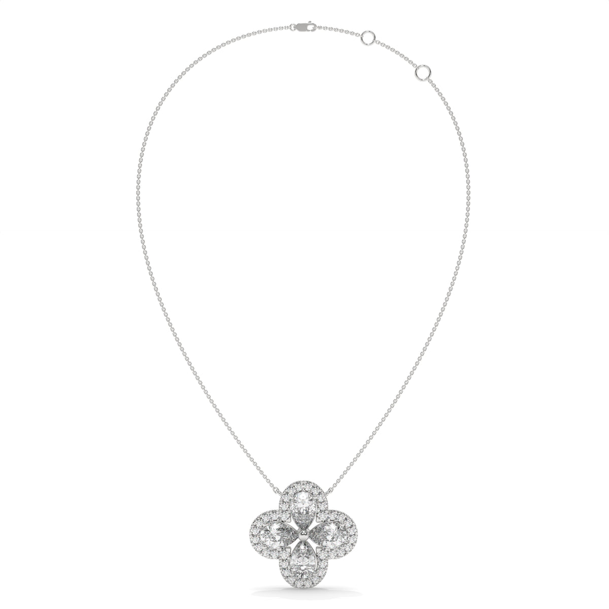 1.99 CT Diamond Four-Leaf Clover Pendant Necklace