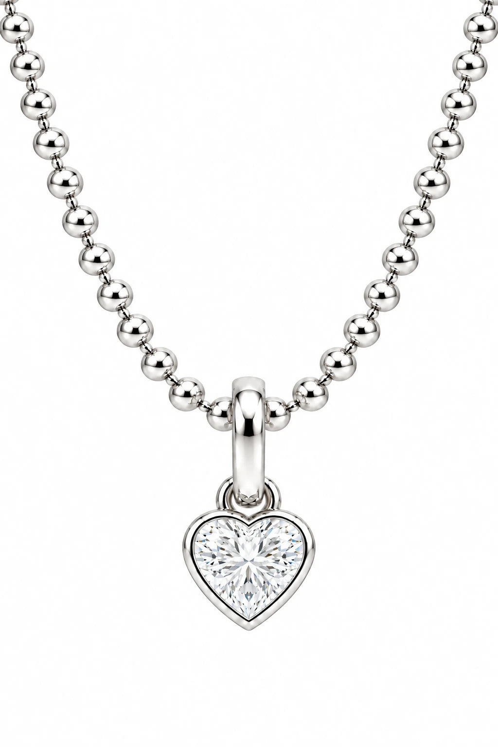 1 CTW Heart Cut Diamond Solitaire Pendant Necklace White Gold Half chain