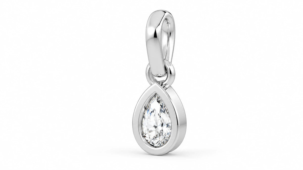 1 CTW Pear Cut Diamond Solitaire Pendant Necklace White Gold Cross View