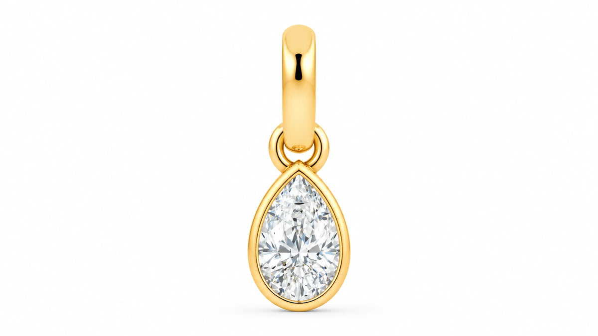 1 CTW Pear Cut Diamond Solitaire Pendant Necklace Yellow Gold 