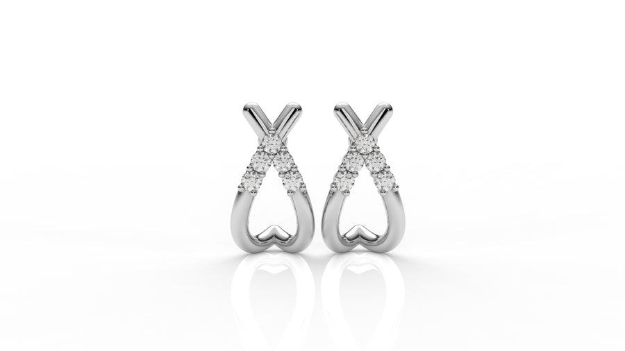 Silver earrings with small diamonds GLAM NYC