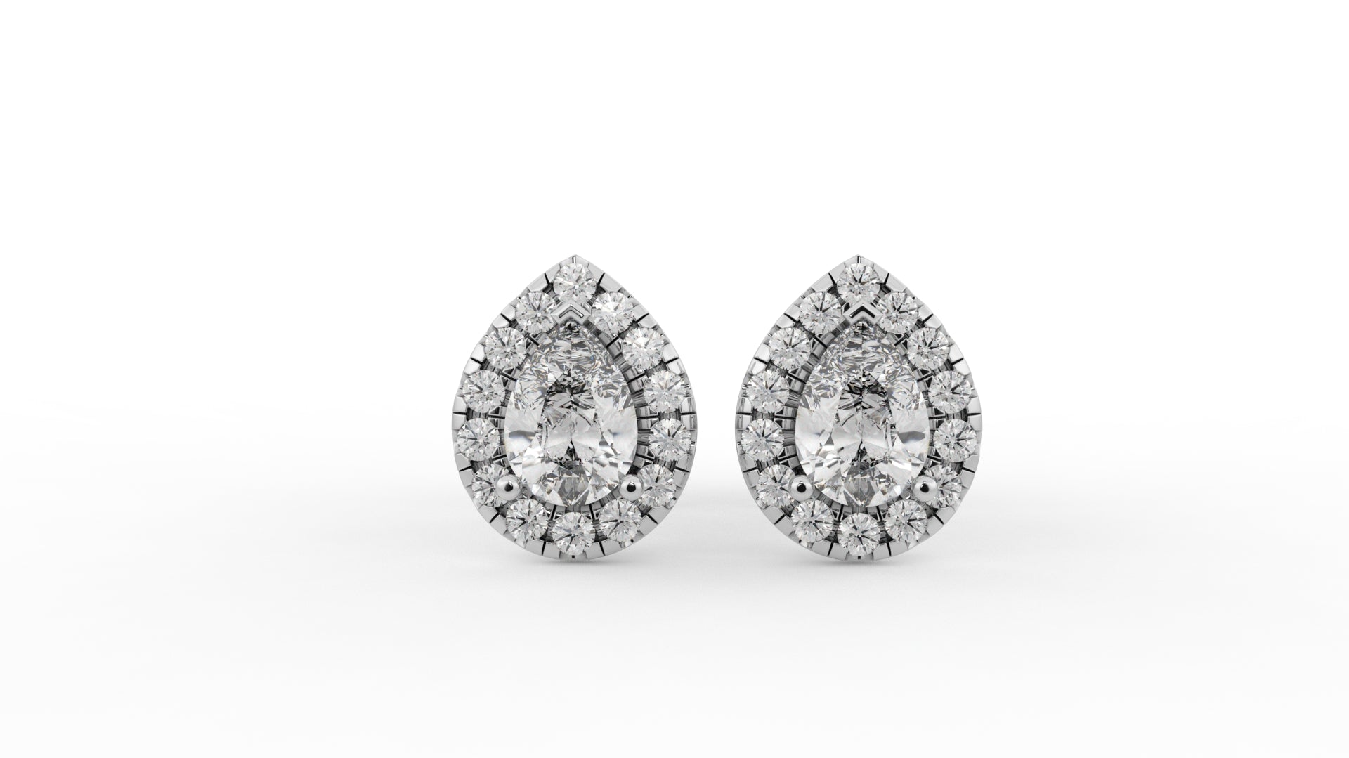 0.70 CTW Pear Halo Diamond Stud Earrings