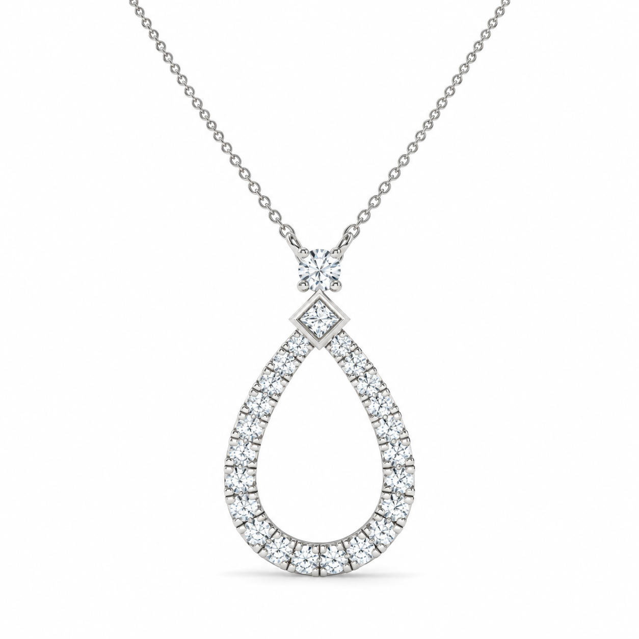 0.49 CT Diamond Teardrop Pendant Necklace