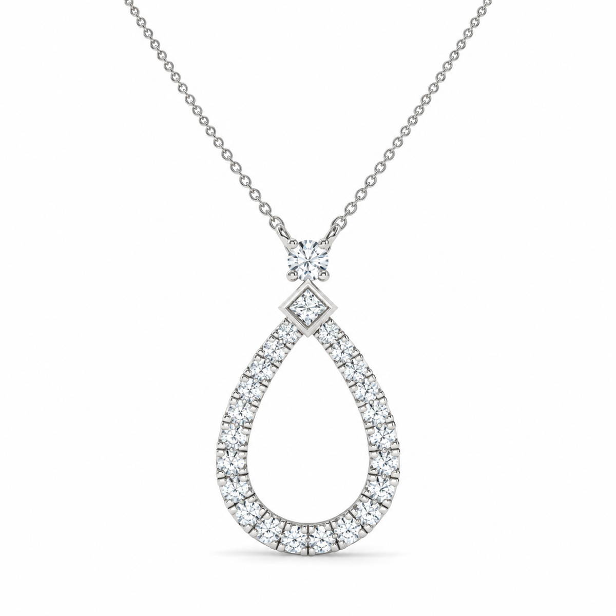 0.49 CT Diamond Teardrop Pendant Necklace