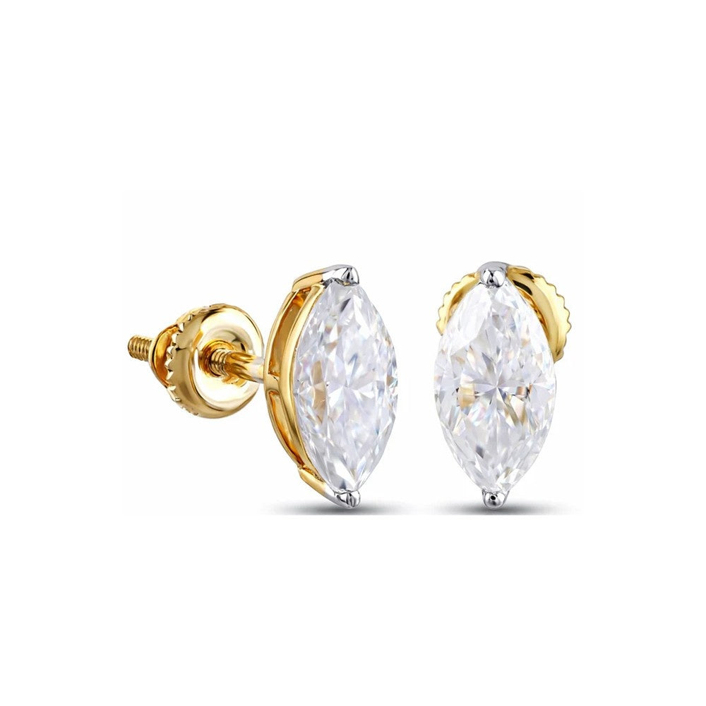 1ct Marquise Cut Lab Diamond Stud Earrings (1.08ct Total)