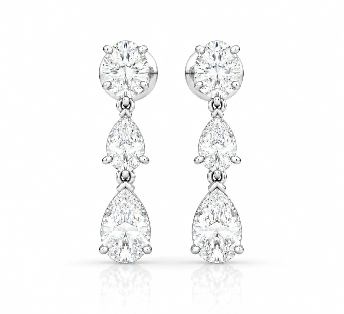 2.00 CTW Lab-Grown Diamond Drop Earrings - White Gold - Front View
