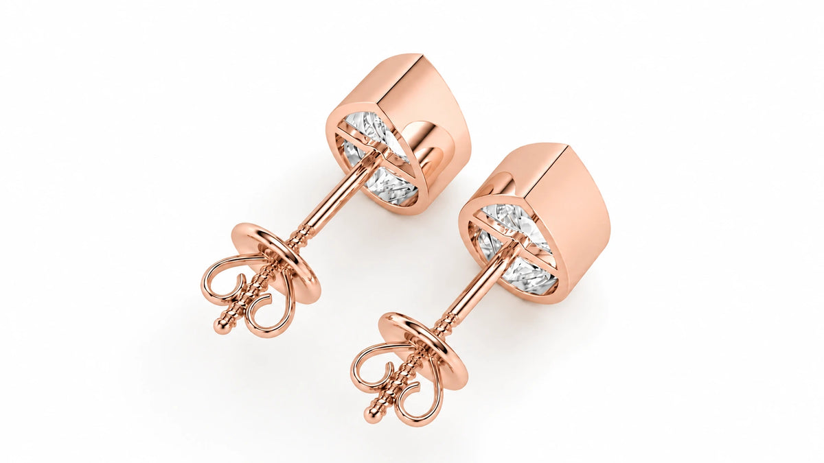 2.00 CTW Lab-Grown Diamond Pear Stud Earrings - Rose Gold - Back View