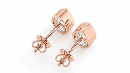 2.00 CTW Lab-Grown Diamond Pear Stud Earrings - Rose Gold - Back View