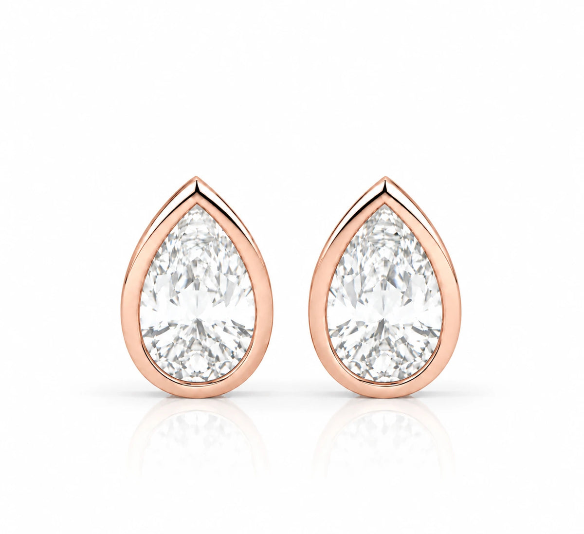 2.00 CTW Lab-Grown Diamond Pear Stud Earrings - Rose Gold - Front View