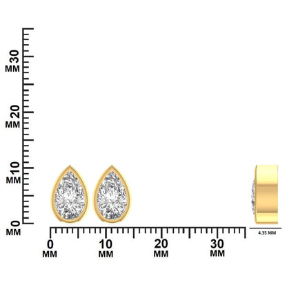 2.00 CTW Lab-Grown Diamond Pear Stud Earrings - Scale