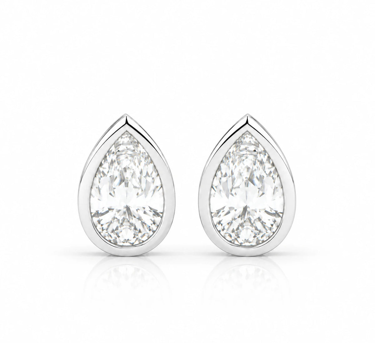 2.00 CTW Lab-Grown Diamond Pear Stud Earrings - White Gold - Front View