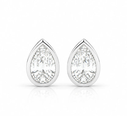 2.00 CTW Lab-Grown Diamond Pear Stud Earrings - White Gold - Front View