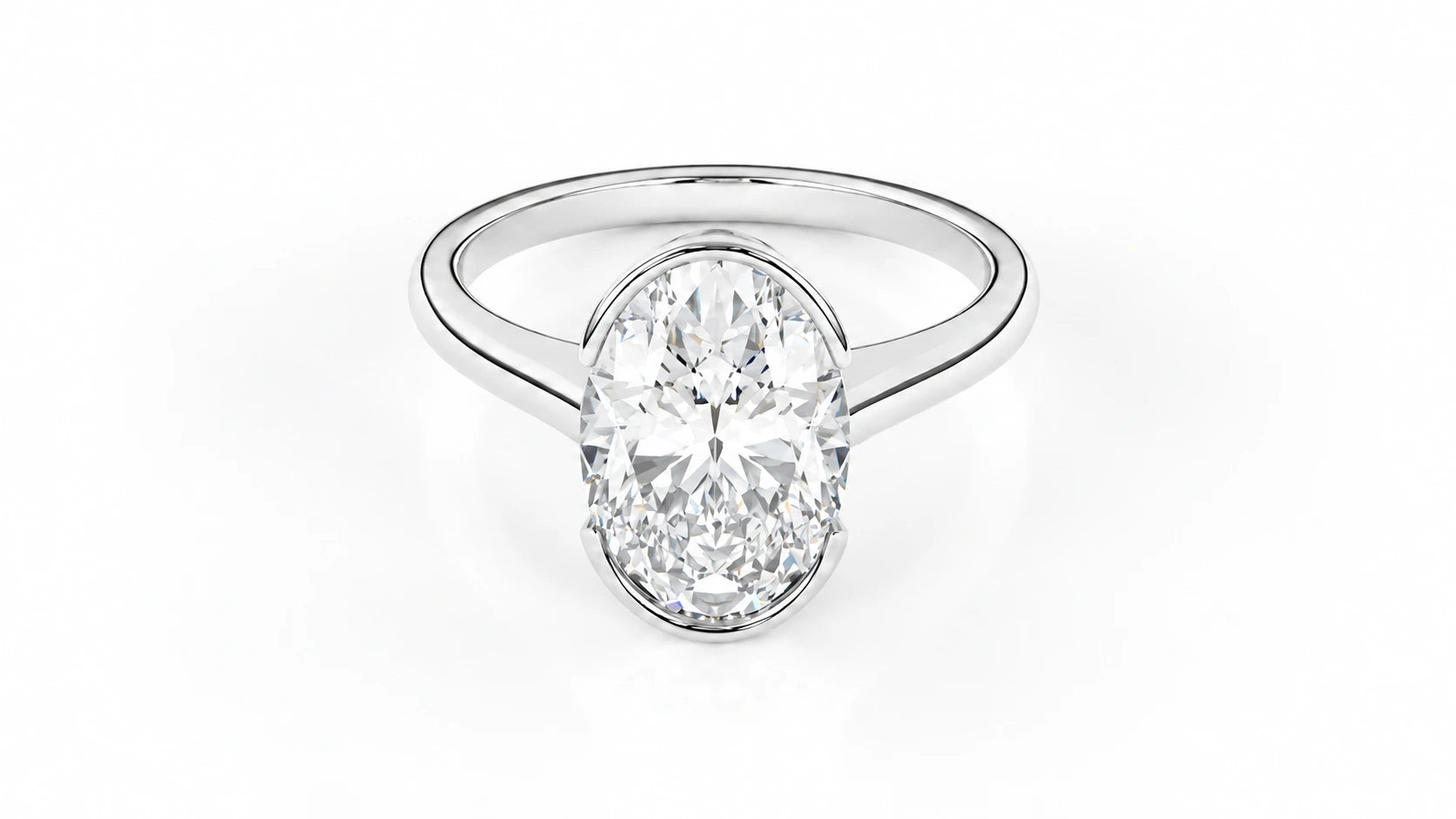 2.00 CTW Oval Diamond Solitaire Ring - White Gold Front View