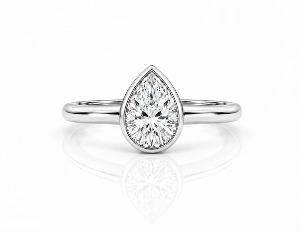 2.00 CTW Pear Diamond Solitaire Ring - White Gold - Front View