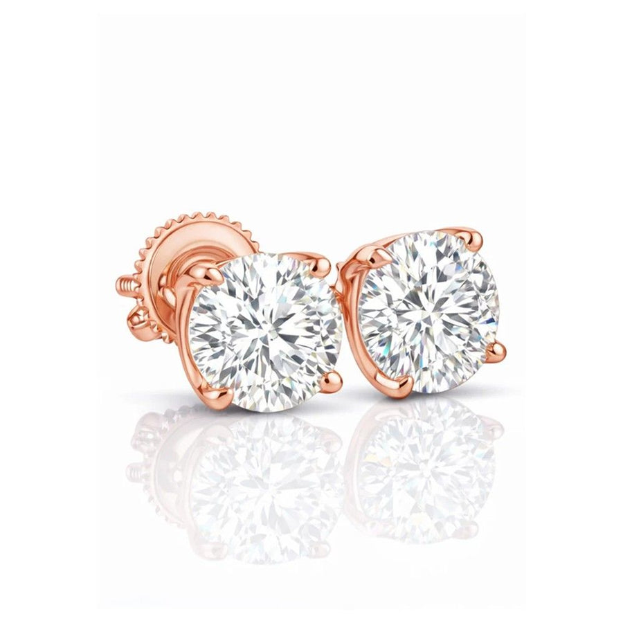 2.02CT Lab Diamond Stud Earrings – Round Cut Sterling Silver