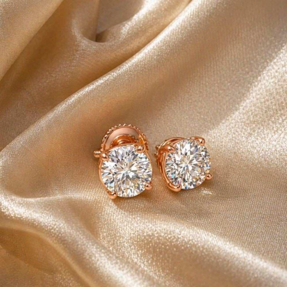 2.02CT Lab Diamond Stud Earrings – Round Cut Sterling Silver