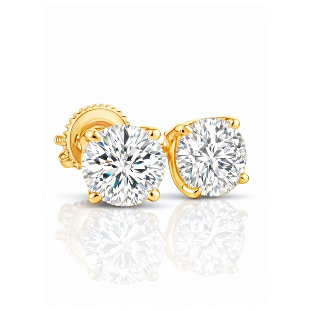 2.02CT Lab Diamond Stud Earrings – Round Cut Sterling Silver