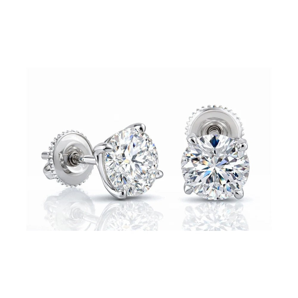 2.02CT Lab Diamond Stud Earrings – Round Cut Sterling Silver