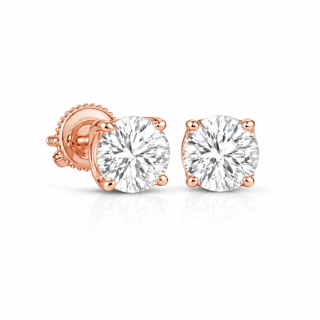 2.02 CTW Round Diamond Stud Earrings