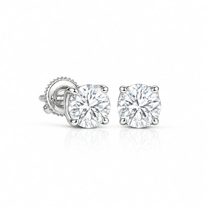2.02 CTW Round Diamond Stud Earrings white gold 
