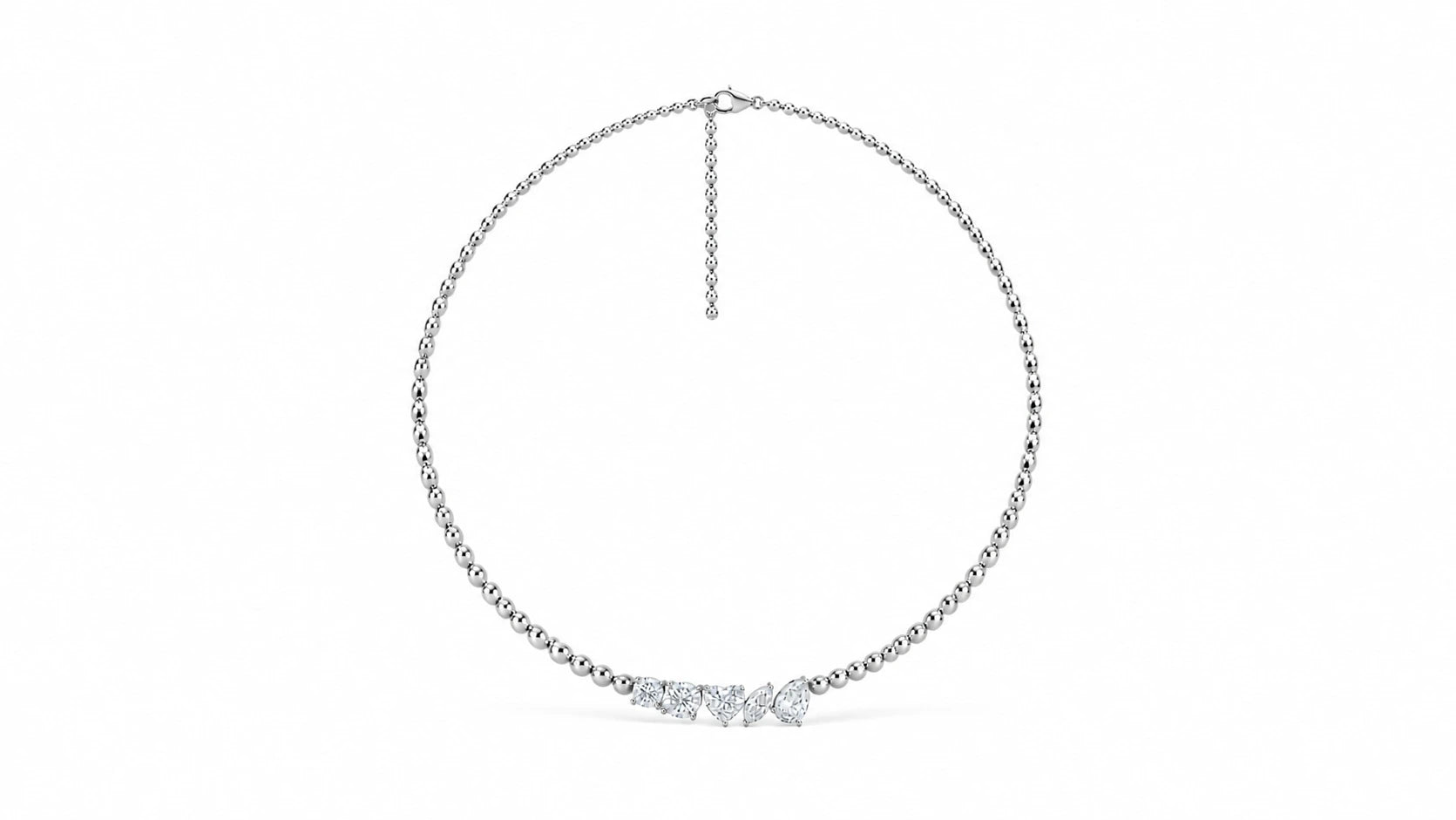 2.08 CTW Graduated Diamond Drop Tennis Necklace White Gold Full 