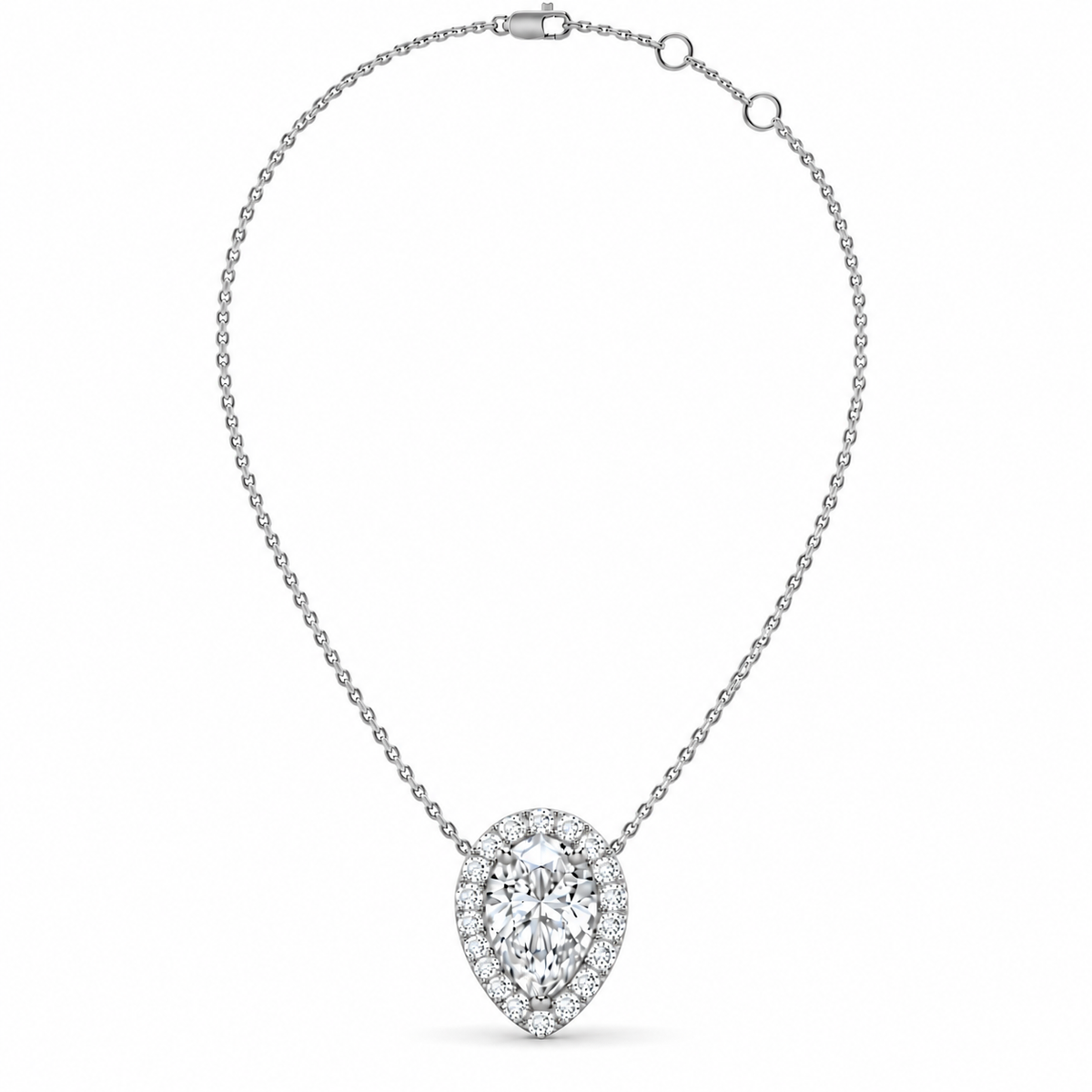 2.13 CT Pear Shaped Diamond Halo Pendant Necklace-0.1