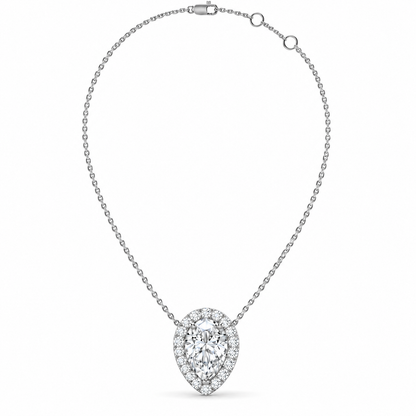 2.13 CT Pear Shaped Diamond Halo Pendant Necklace-0.1