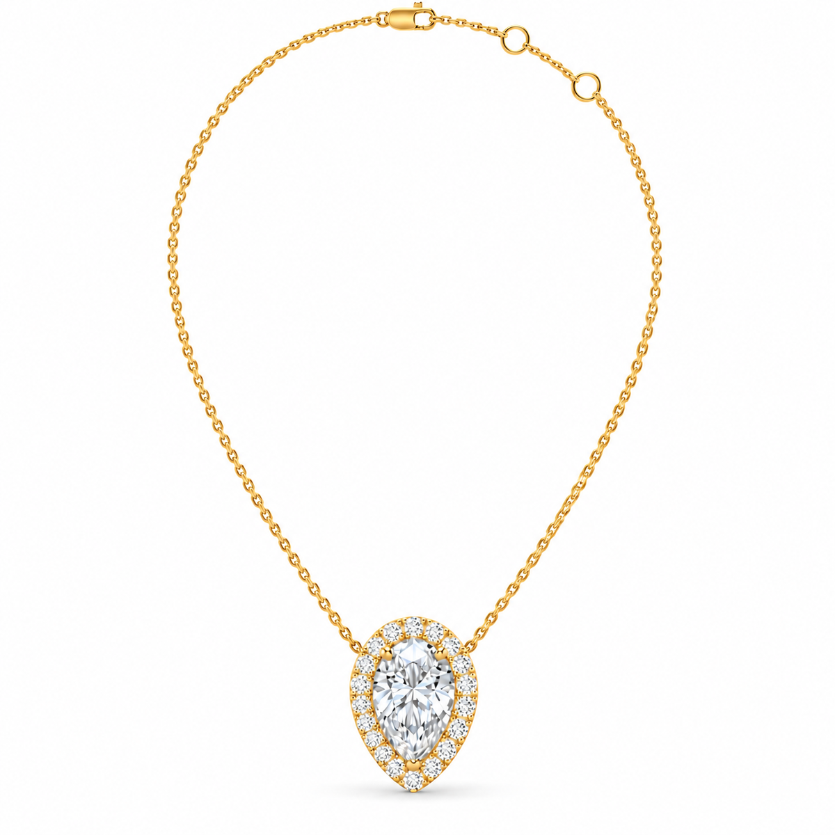 2.13 CT Pear Shaped Diamond Halo Pendant Necklace-1