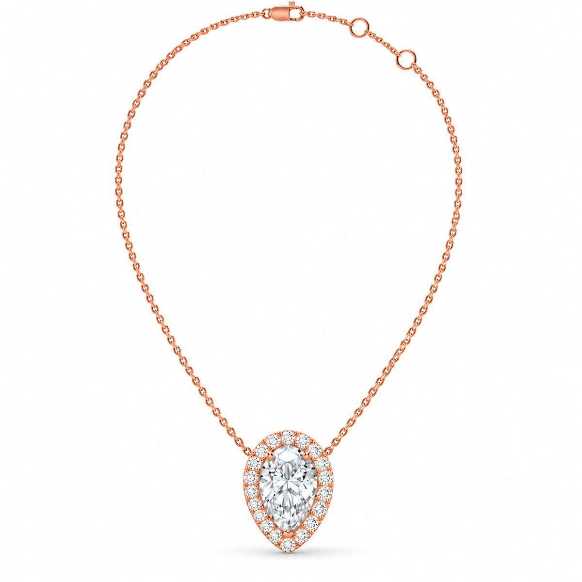 2.13 CT Pear Shaped Diamond Halo Pendant Necklace-2