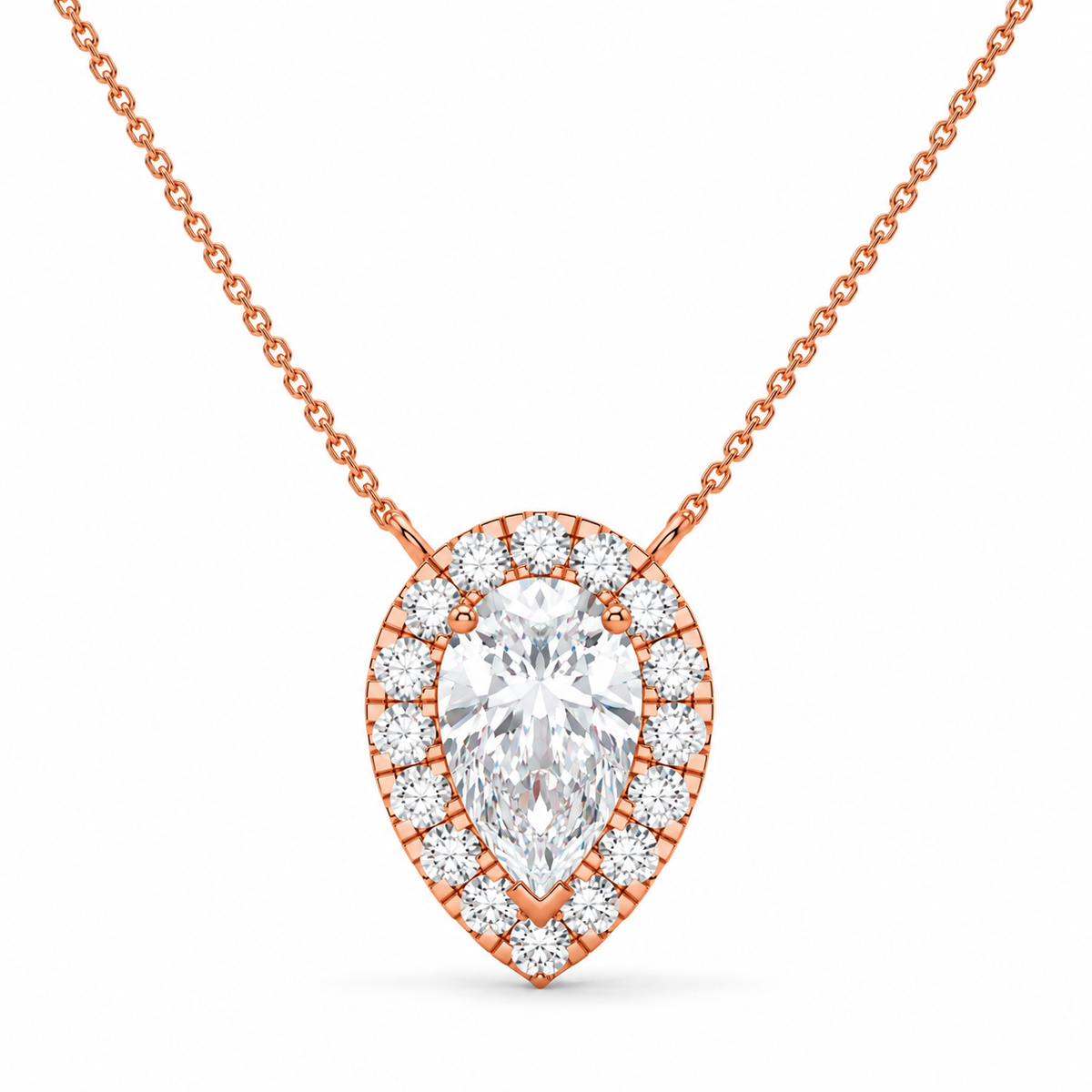 2.13 CT Pear Shaped Diamond Halo Pendant Necklace-3